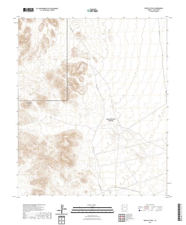 USGS US Topo 7.5-minute map for North of Roll AZ 2021