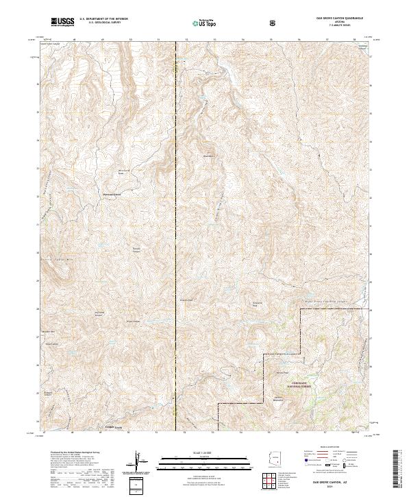 US Topo 7.5-minute map for Oak Grove Canyon AZ