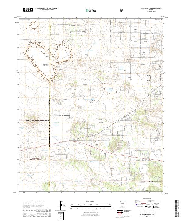 US Topo 7.5-minute map for Ortega Mountain AZ