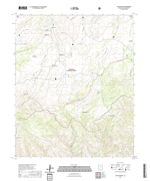 US Topo 7.5-minute map for Outlaw Draw AZ