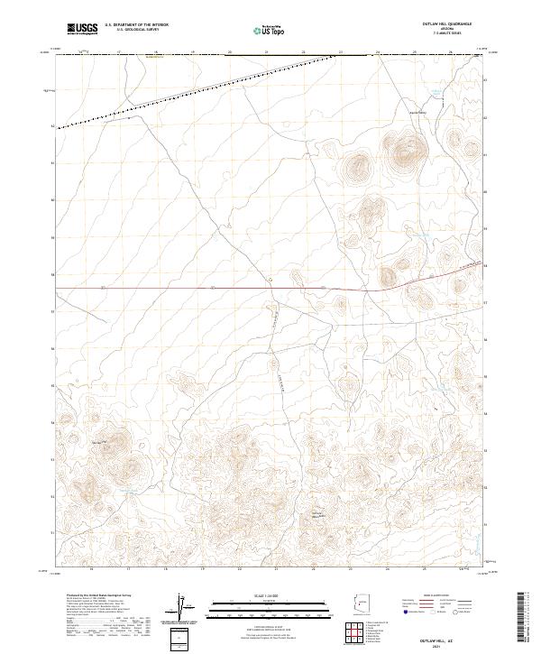 US Topo 7.5-minute map for Outlaw Hill AZ