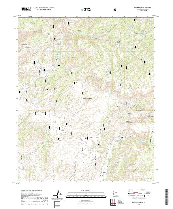 US Topo 7.5-minute map for Oxbow Mountain AZ