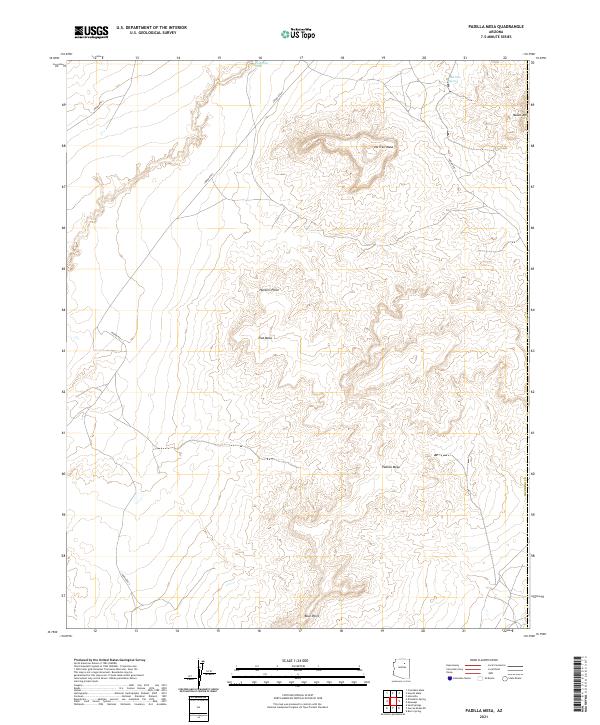 US Topo 7.5-minute map for Padilla Mesa AZ