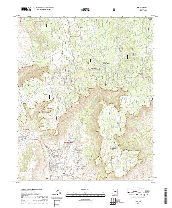 US Topo 7.5-minute map for Pine AZ