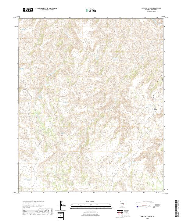 US Topo 7.5-minute map for Popcorn Canyon AZ