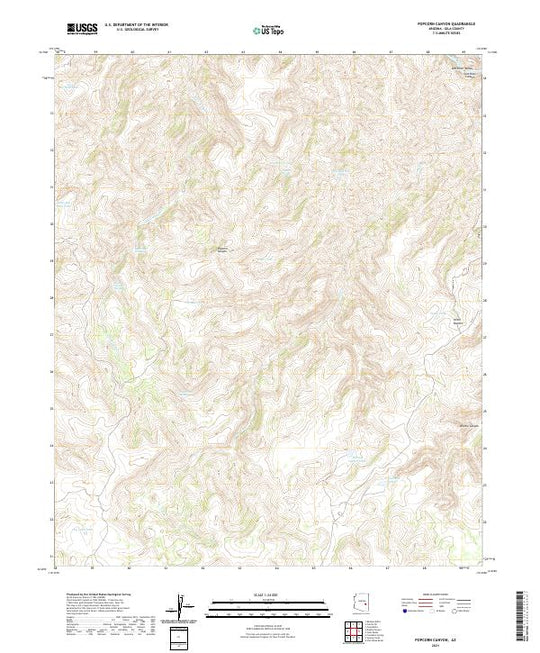 US Topo 7.5-minute map for Popcorn Canyon AZ – American Map Store