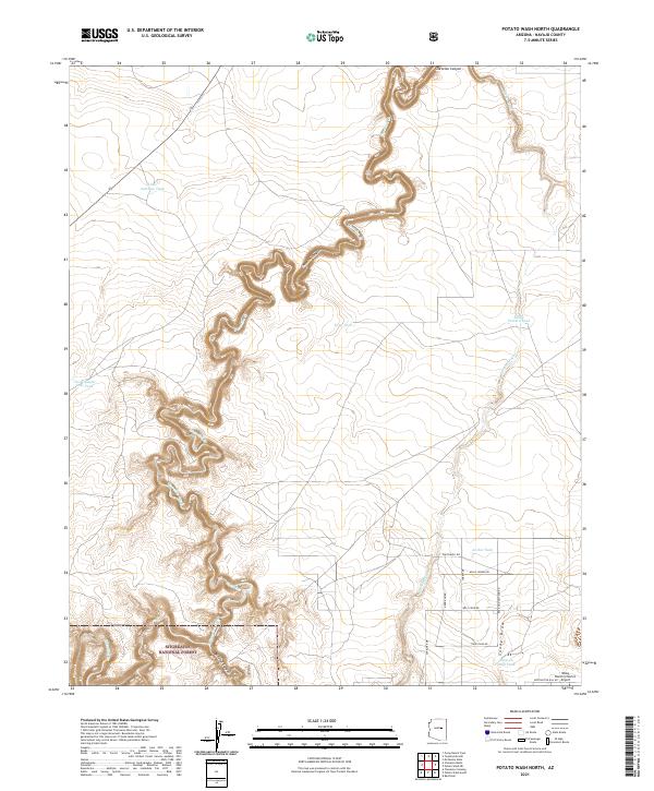 US Topo 7.5-minute map for Potato Wash North AZ