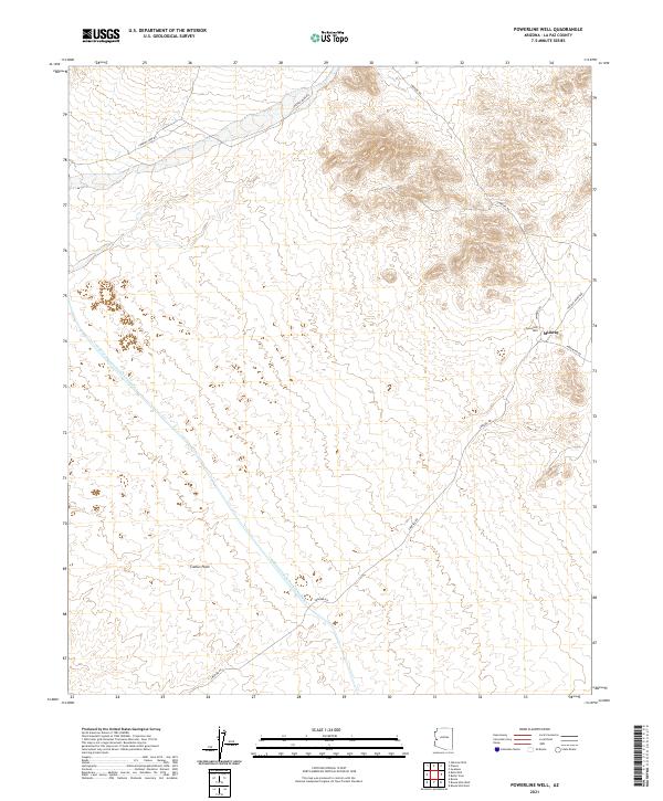 US Topo 7.5-minute map for Powerline Well AZ