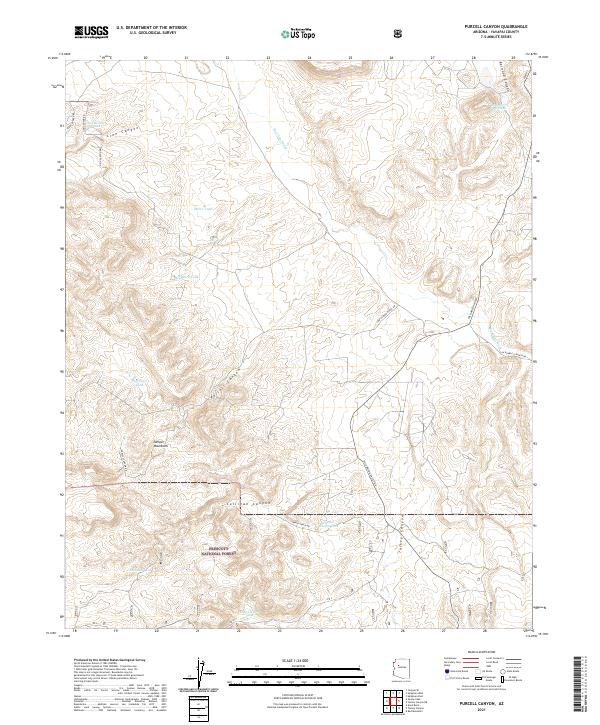 US Topo 7.5-minute map for Purcell Canyon AZ