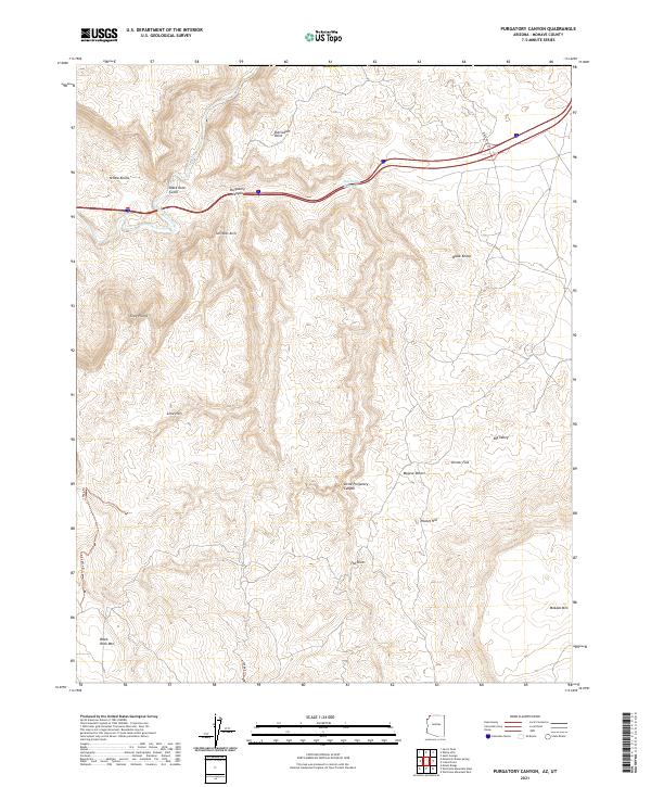 US Topo 7.5-minute map for Purgatory Canyon AZUT