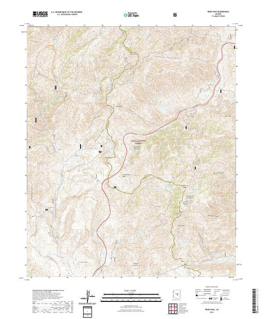 US Topo 7.5-minute map for Reno Pass AZ – American Map Store