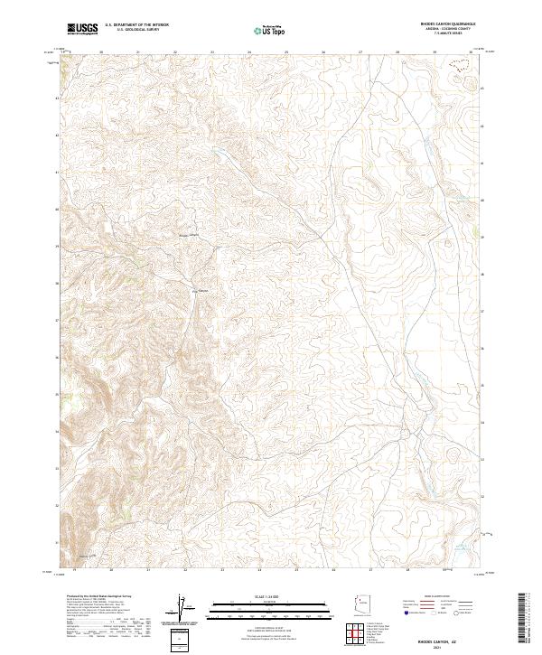 US Topo 7.5-minute map for Rhodes Canyon AZ