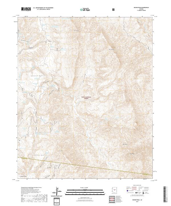 US Topo 7.5-minute map for Rover Peak AZ