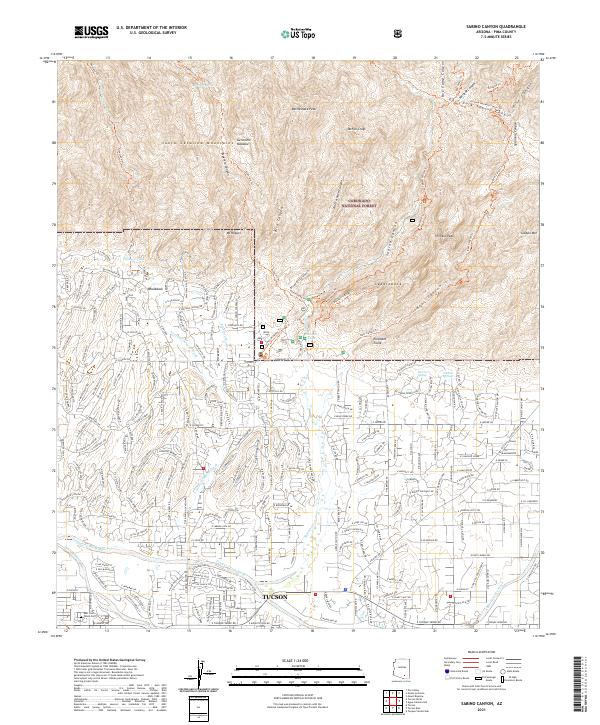 US Topo 7.5-minute map for Sabino Canyon AZ