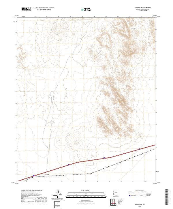 US Topo 7.5-minute map for Sentinel NE AZ