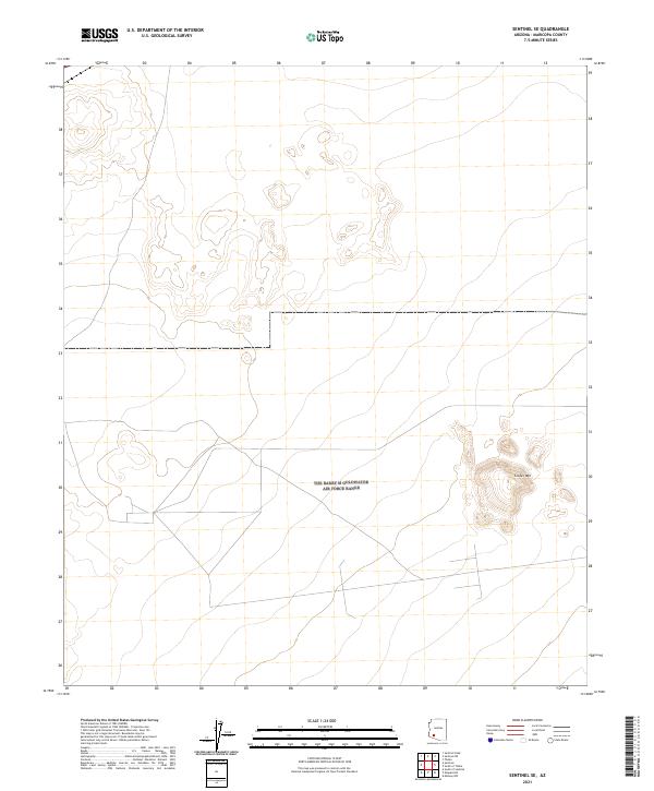 USGS US Topo 7.5-minute map for Sentinel SE AZ 2021