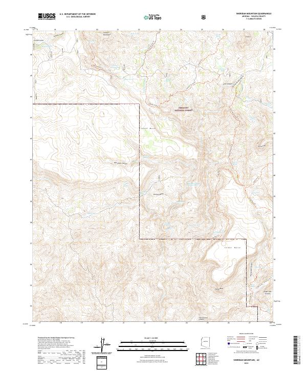 US Topo 7.5-minute map for Sheridan Mountain AZ