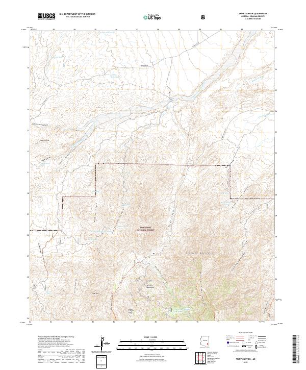US Topo 7.5-minute map for Tripp Canyon AZ – American Map Store