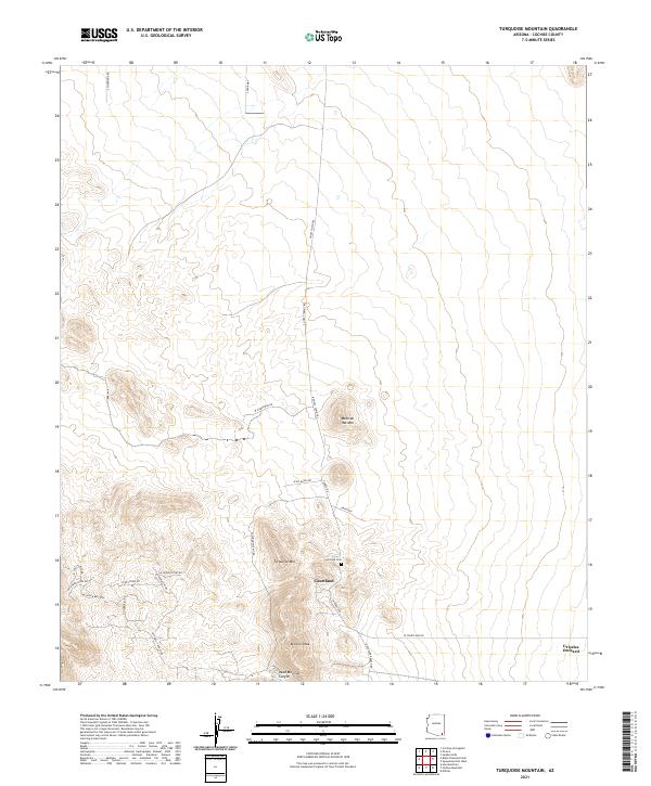 USGS US Topo 7.5-minute map for Turquoise Mountain AZ 2021