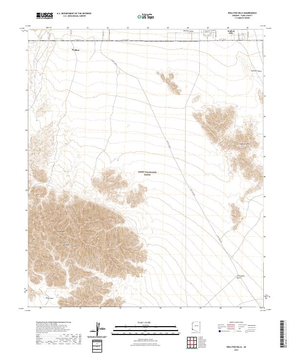 USGS US Topo 7.5-minute map for Wellton Hills AZ 2021