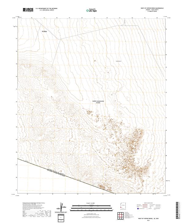 USGS US Topo 7.5-minute map for West of Vopoki Ridge AZSON 2021