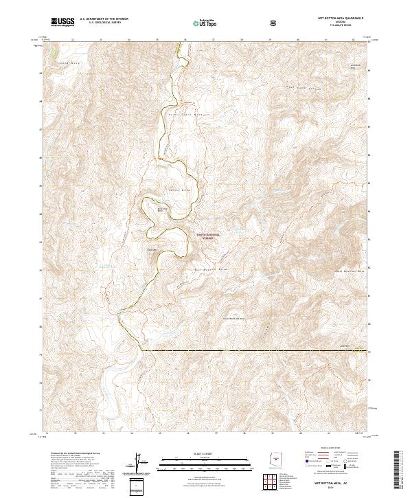 US Topo 7.5-minute map for Wet Bottom Mesa AZ