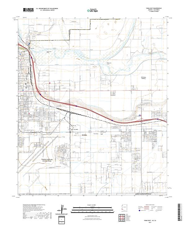 US Topo 7.5-minute map for Yuma East AZCA