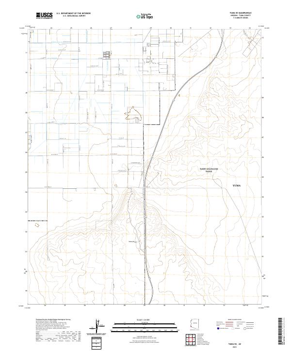USGS US Topo 7.5-minute map for Yuma SE AZ 2021