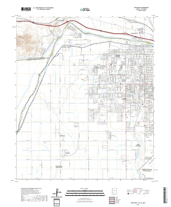 US Topo 7.5-minute map for Yuma West AZCABCN