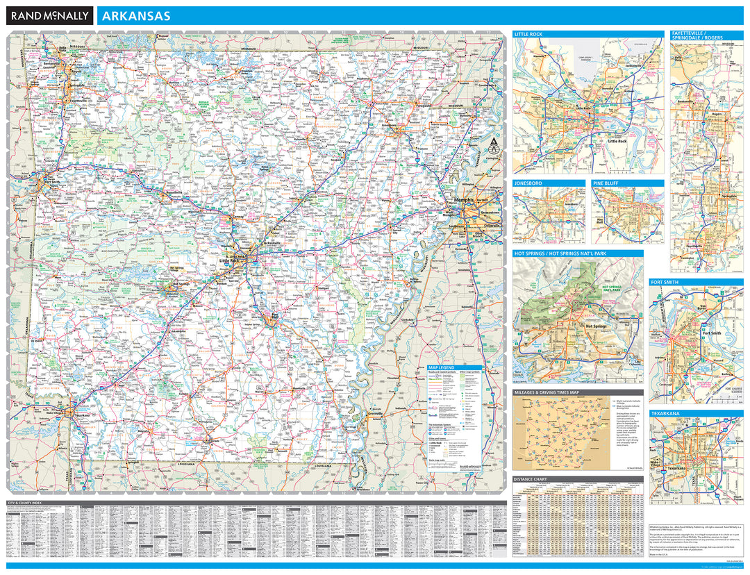 Arkansas Wall Map by Rand McNally