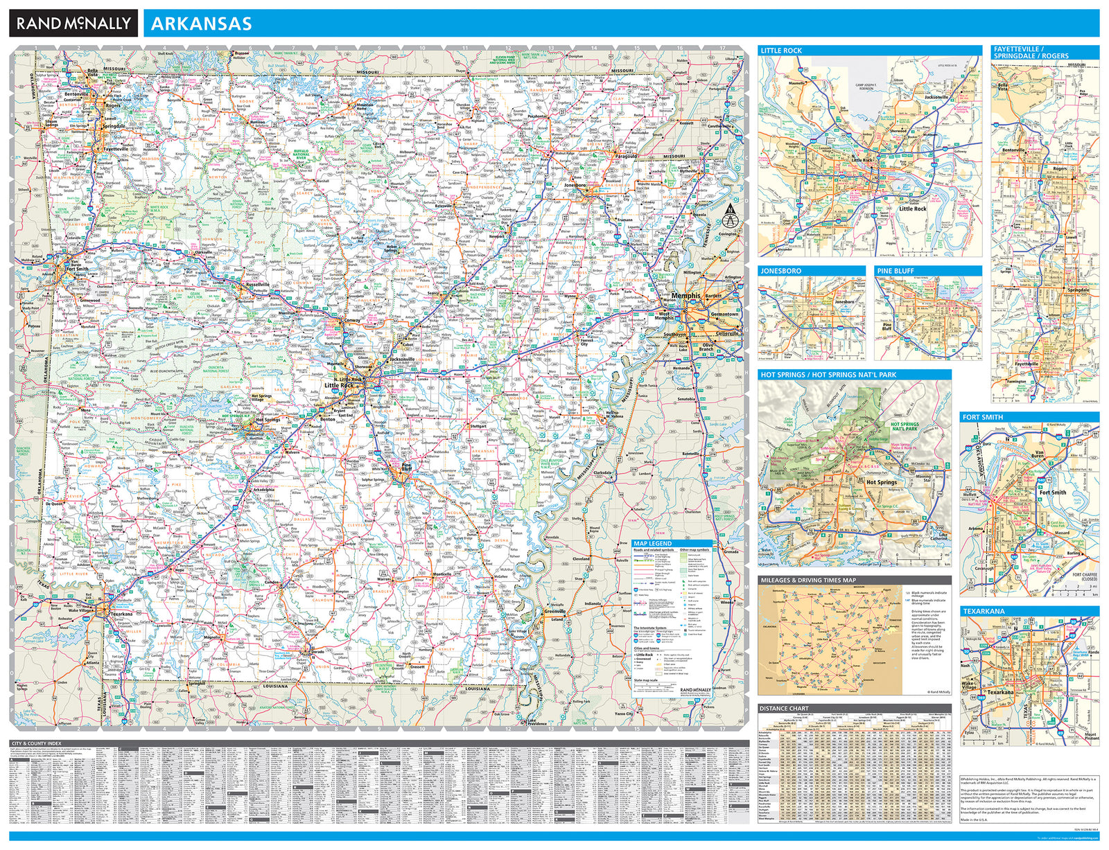 Arkansas Wall Map by Rand McNally