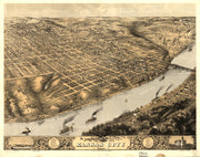 Bird's Eye View of Kansas City, Missouri, 1869