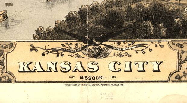 Bird's Eye View of Kansas City, Missouri, 1869