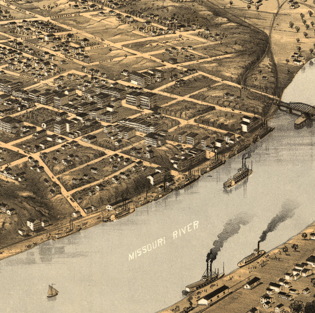 Bird's Eye View of Kansas City, Missouri, 1869