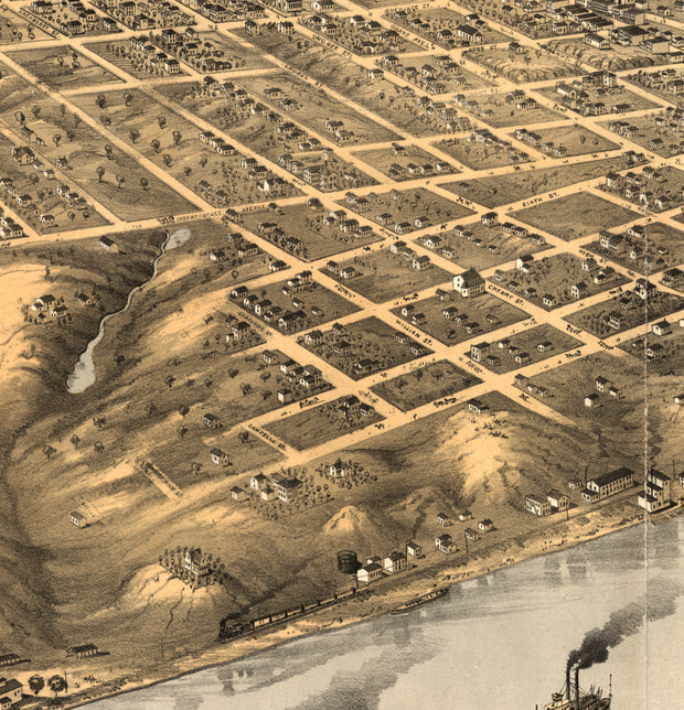 Bird's Eye View of Kansas City, Missouri, 1869