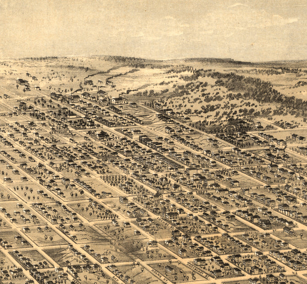 Bird's Eye View of Kansas City, Missouri, 1869