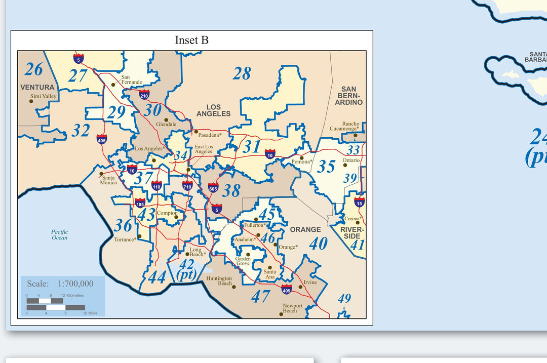 California Congressional District Wall Map