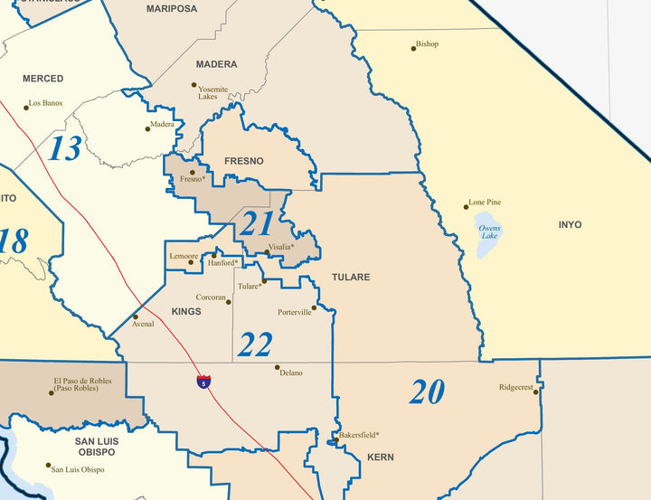 California Congressional District Wall Map