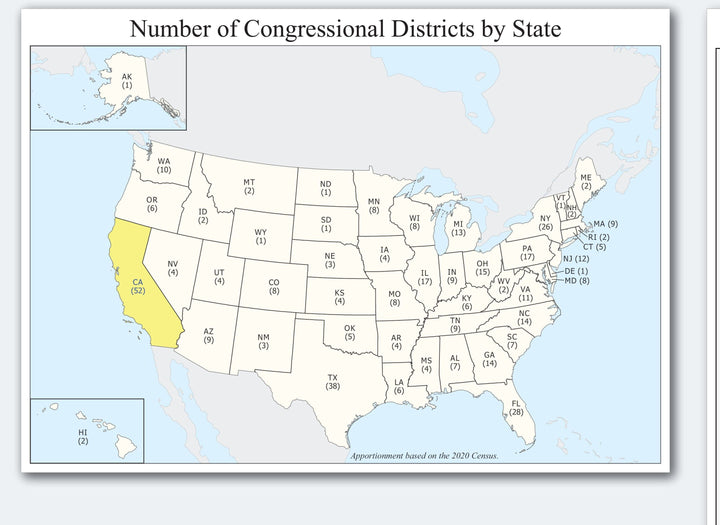 California Congressional District Wall Map