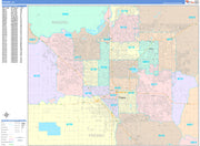 Colorcast Zip Code Style Wall Map of Fresno, CA by Market Maps