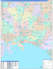 Colorcast Zip Code Style Wall Map of Long Beach, CA by Market Maps ...