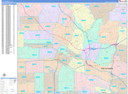 Colorcast ZIp Code Style Wall Map of Los Angeles, CA by Market Maps