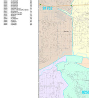 Colorcast Zip Code Style Wall Map of Riverside, CA by Market Maps
