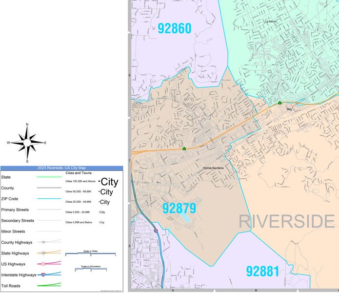 Riverside Zip Code Area Map