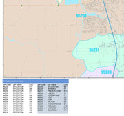 Colorcast Zip Code Style Wall Map of Stockton, CA by Market Maps