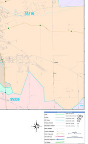 Colorcast Zip Code Style Wall Map of Stockton, CA by Market Maps