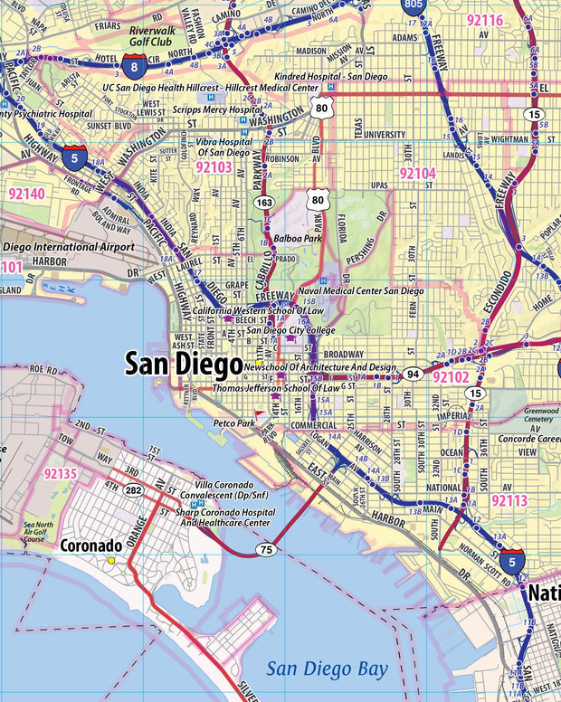 San Diego Metro Area Wall Map