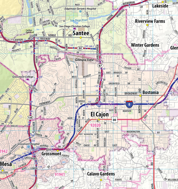 San Diego Metro Area Wall Map