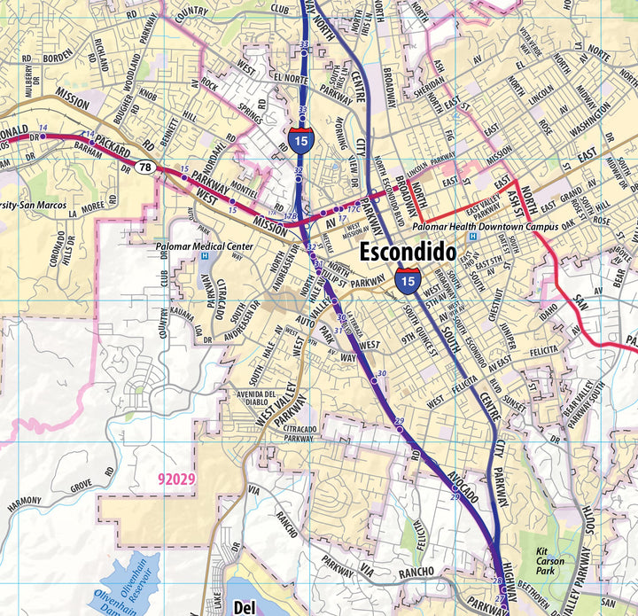 San Diego Metro Area Wall Map