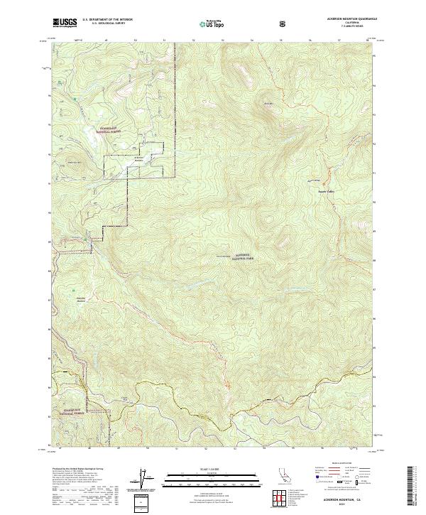 US Topo 7.5-minute map for Ackerson Mountain CA